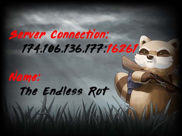 Spiffo holding a rifle with the server connection details displayed on the left.